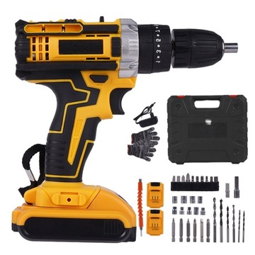 MOCNY RĘCZNY WIERTARKO WKRĘTARKA UDAROWA AKUMULATOROWA 21V + 2 AKU 1200MAH