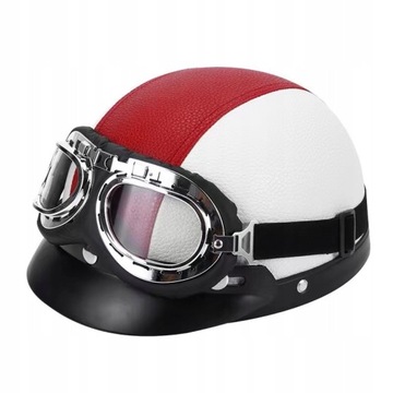 KASK MOTOCYKLOWY HEŁM RETRO GOGLE