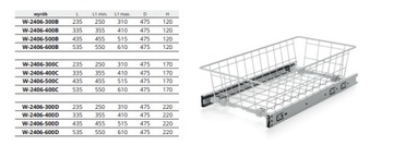 Kosz wysuwany na bieliznę NOMET szuflada druciana do 400 mm biała P1 H20