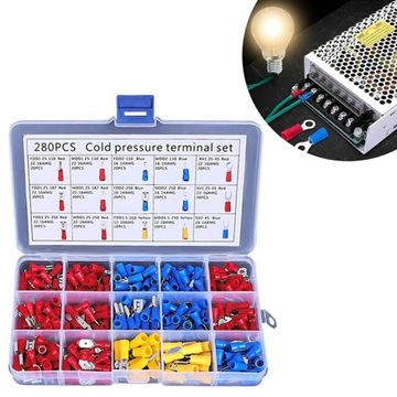 НАБОР ИЗОЛИРОВАННЫХ РАЗЪЕМОВ, КОНЦОВКИ КАБЕЛЯ, 280 шт.