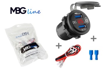 ЗАРЯДНОЕ УСТРОЙСТВО ДЛЯ МОТОЦИКЛА 2xUSB QC3.0 Кнопка вольтметра