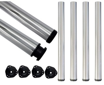 Nogi do stołu blatu lub biurka metalowe CHROM 710mm komplet 4 szt.