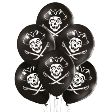 Balony piraci czarne pirackie Urodziny 1-99 Skull