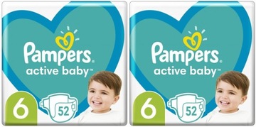 Pampers Active Baby Rozmiar 6, 13-18KG, 52 Sztuki