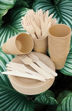 400SZT 100 OSÓB ZESTAW NACZYŃ JEDNORAZOWYCH TALERZE KUBKI SZTUĆCE