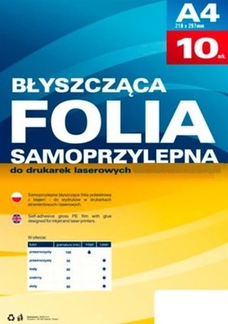 Folia do druku laserowego SAMOPRZYLEPNA 10x 50mic