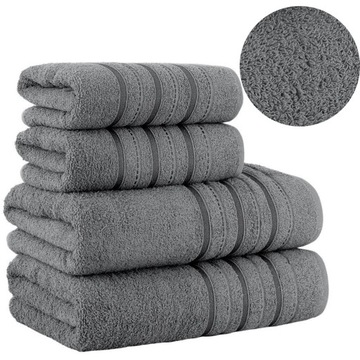 Zestaw 4 ręczników bawełnianych DORA (2x 50x90cm + 2x 70x140cm) szary