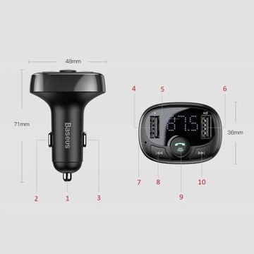 АВТОМОБИЛЬНЫЙ ПЕРЕДАТЧИК FM BASEUS BLUETOOTH MP3