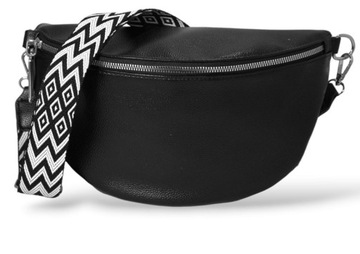 NERKA CZARNA DAMSKA ELEGANCKA SASZETKA NA RAMIĘ PASEK 4 CM NA WYCIECZKĘ