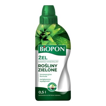 BIOPON NAWÓZ W ŻELU MINERALNY DO ROŚLIN ZIELONYCH 0,5L WZMACNIAJĄCY LIŚCIE