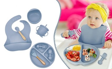 НАБОР СИЛИКОНОВЫХ СТОЛОВЫХ ПРИБОРОВ ДЛЯ МАЛЫШЕЙ С ПРИСОСКОЙ 8 EL