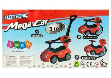 Mega Car 3in1 Желтый райд-он с толкателем