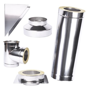 KOMIN Stalowy 0,6mm Gaz Slim 1.4404 FI 160 1m
