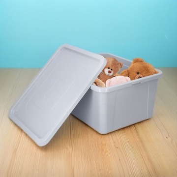Пластиковый контейнер-органайзер емкостью 20 л с крышкой, серый ящик для игрушек