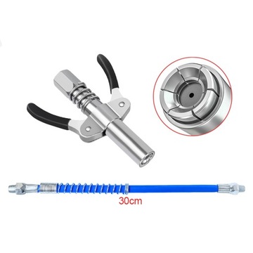 НАКОНЕЧНИК ДЛЯ СМАЗКИ САМОКОНТРЯЩАЮЩИЙСЯ ЗАЖИМ 10 000PSI + ШЛАНГ 30 СМ