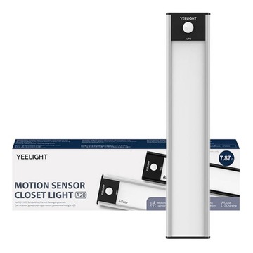 LAMPKA DO SZAFY Z CZUJNIKIEM RUCHU YEELIGHT LIGHT SREBRNA 20CM 2700K 45LM