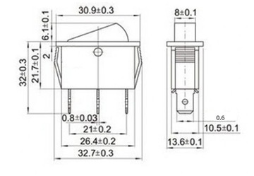 ПЕРЕКЛЮЧАТЕЛЬ KCD3 16А 250В ВКЛ-ВЫКЛ-ВКЛ