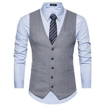 New Slim fitting Man Suit Vest Men's Woolen Vest C