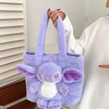 Torebka Pluszowa Stich Z POSTACIĄ TORBA NA RAMIĘ MIĘKKA LEKKA STYL FIOLET