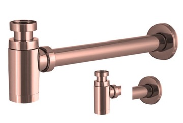 СИФОН ДЛЯ МОЙКИ ВАННОЙ, ЛАТУНЬ, УНИВЕРСАЛЬНЫЙ, МЕДЬ, РОЗОВОЕ ЗОЛОТО