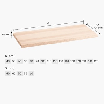 Деревянная столешница в ванную 40х70 ясень