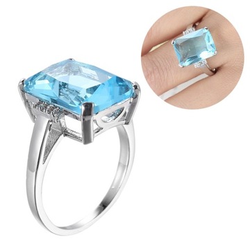 LONDON BLUE TOPAZ PIERŚCIEŃ PREZENT DLA MAMY KOBIET PIERŚCIONEK