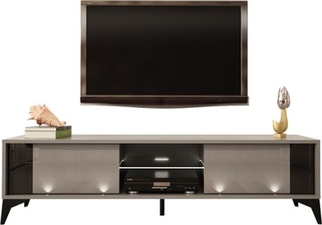 SZAFKA RTV 160 EVEL02 SZARY MAT SZARY POLYSK+LED