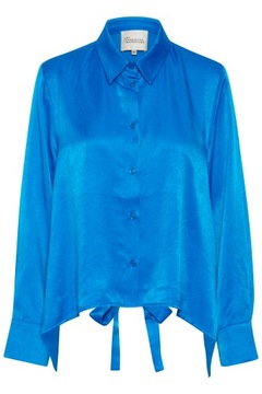 Koszula niebieska kobalt satynowa elegancka do pracy luźna modna 38 M