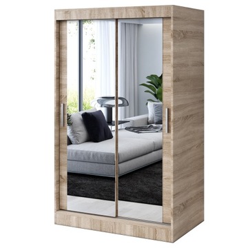 Szafa Przesuwna 120cm Dąb Sonoma Garderoba Lustra