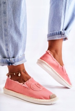 Суперкомфортные ЖЕНСКИЕ ЭСПАДРИЛИ без шнуровки Материал Розовый Коралл r41