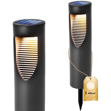 LAMPA SOLARNA LED SŁUPEK OGRODOWY WBIJANY CZUJNIK ZMIERZCHU SZPIKULEC