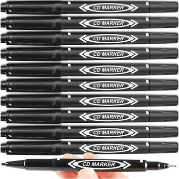 10x ZESTAW DWUSTRONNY MARKER CZARNY CIENKOPIS DO PŁYT CD/DVD PERMANENTNY