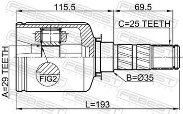FEBEST KLOUB VNITŘNÍ 29X35X25 SUBARU LEGACY B12 1998.04-2003.06 EL.