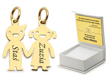 Złota zawieszka 585 dzieci CHŁOPIEC DZIEWCZYNKA