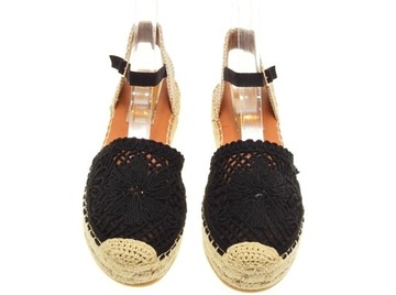 Ажурные эспадрильи на плоской подошве черные, размер 39