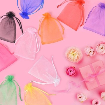 СУМКА ИЗ ОРГАНЗЫ 120 ШТ 15*10 МНОГО ЦВЕТОВ