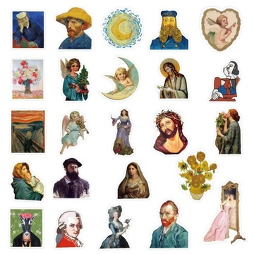 MALARSTWO MIX SZTUKA PIĘKNA NAKLEJKI WLEPKI OZDOBNE WODOODPORNE 50szt