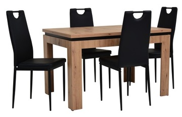 4 x czarne krzesła EKO + rozkładany stół do SALONU