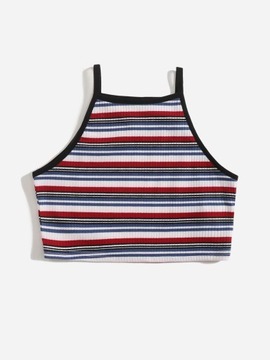 B34P035 TOP PRĄŻKOWANY PASKI PROSTY SHEIN 122