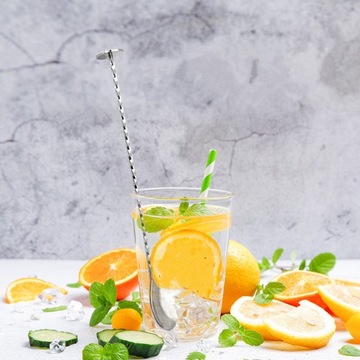 Стальная спиральная барменская ложка с основанием, 26 см.