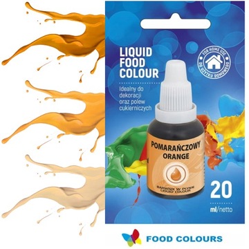 BARWNIK SPOŻYWCZY W PŁYNIE POMARAŃCZOWY DO TORTU MASY 20 ml FOOD COLOURS