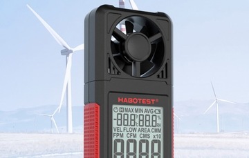 HABOTEST CYFROWY MIERNIK PRĘDKOŚCI WIATRU LCD ANEMOMETR WIATROMIERZ BATERIE