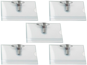 50szt IDENTYFIKATOR HOLDER etui + klips + agrafka