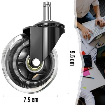 РЕЗИНОВЫЕ СИЛИКОНОВЫЕ КОЛЕСА ДЛЯ ПОВОРОТНОГО КРЕСЛА НАБОР ИЗ 5 ШТ.