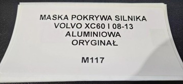 KAPOTA KRYT MOTORU VOLVO XC60 I 08-13 ALU ORIG.