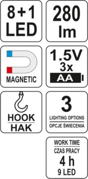 2x 2 в 1 LED MAGNESE WORKSHOP TORCH YT-08513