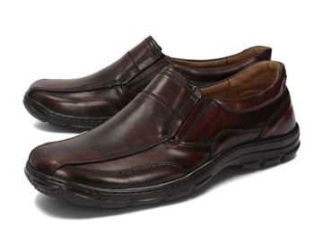 PÓŁBUTY MOKASYNY MĘSKIE SKÓRA BUTY 160 BRĄZOWY 44