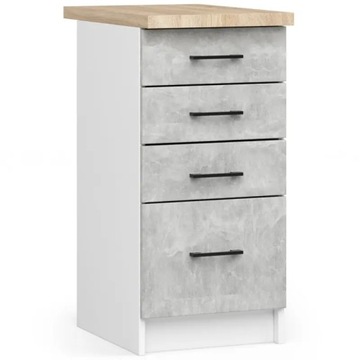 Szafka do kuchni 40 cm 4 szuflady biała beton