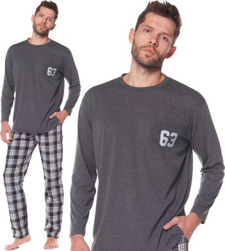 BAWEŁNIANA PIŻAMA MĘSKA DŁ. RĘKAW L&L 2162 3XL