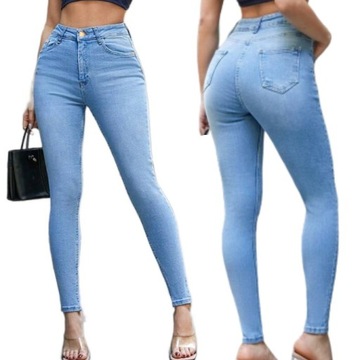 Spodnie Damskie Jeansy Dżinsy Modelujące Dopasowane Fit Rurki Wysoka Jakość